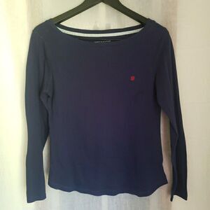 Tommy Hilfiger Women's Size M Long Sleeve Sleepwear Tee T Shirt Logo Navy Blue